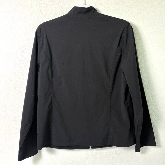 Additions by Chicos Jacket Size M 1 Black Full Zip Pockets Long Sleeve Stretch - Picture 3 of 10